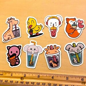 10/$10 or $1 BUNDLE: 8 Random Animals who LOVE BOBA! 🐷‎ 🐭 🦒 🦊 🐘 WATERPROOF!